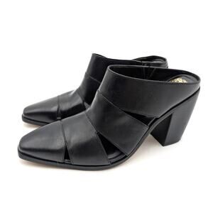 Vince Camuto Aimie Square Toe Mules Block Heel Women's Black Size US9.5M EU41